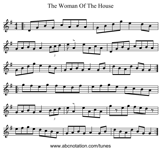 The Woman Of The House - staff notation
