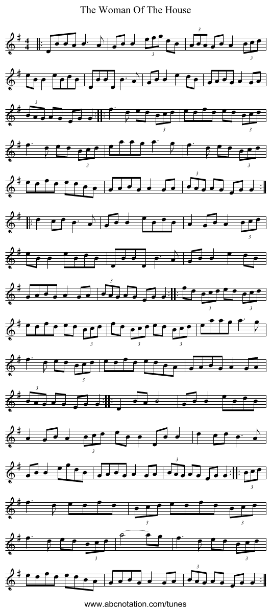 The Woman Of The House - staff notation
