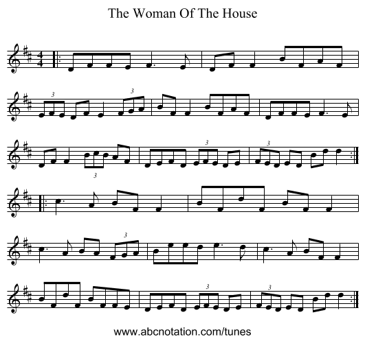 The Woman Of The House - staff notation
