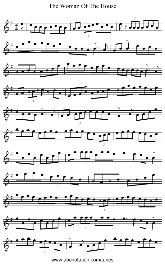 The Woman Of The House - staff notation
