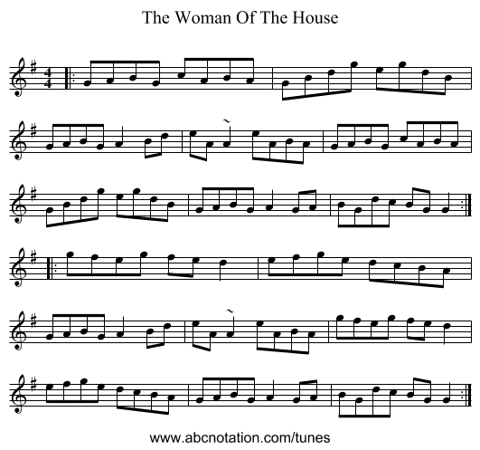 The Woman Of The House - staff notation