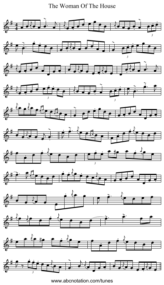 The Woman Of The House - staff notation