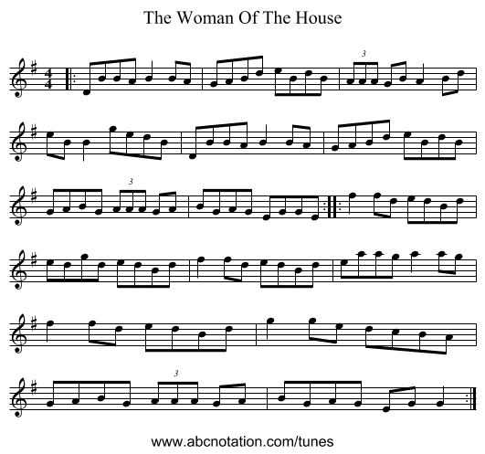 The Woman Of The House - staff notation