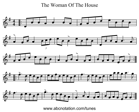 The Woman Of The House - staff notation