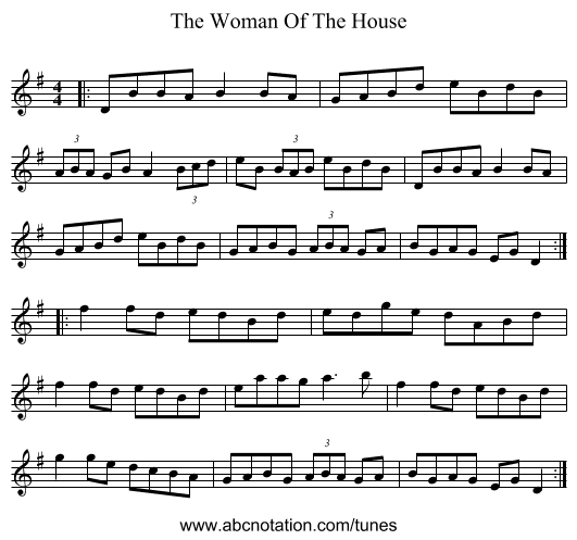 The Woman Of The House - staff notation