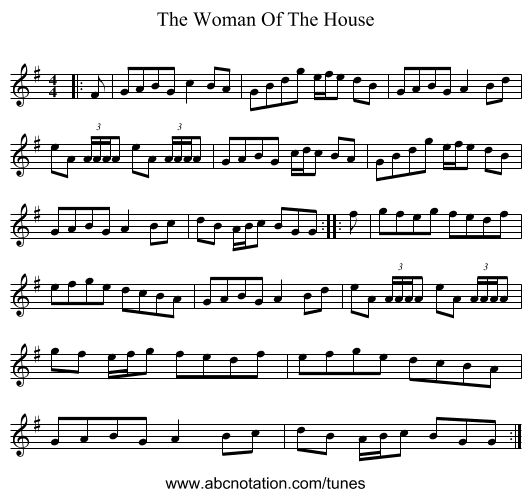 The Woman Of The House - staff notation
