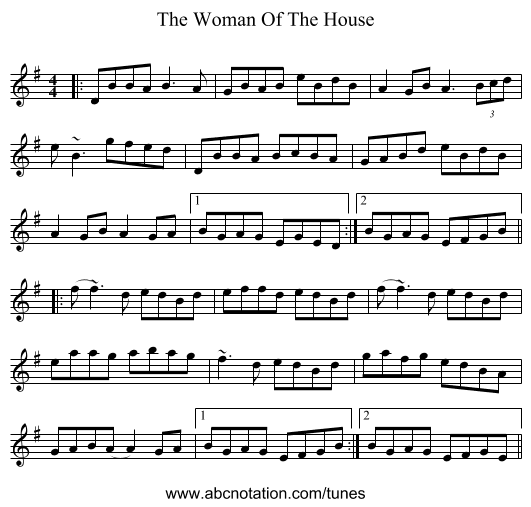 The Woman Of The House - staff notation