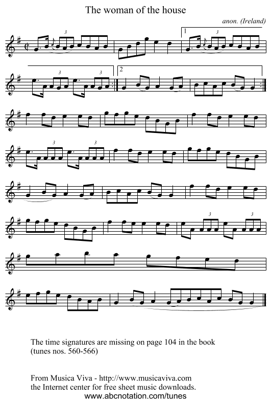 The woman of the house - staff notation