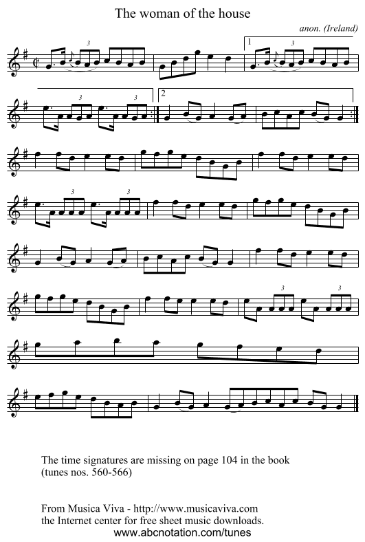 The woman of the house - staff notation