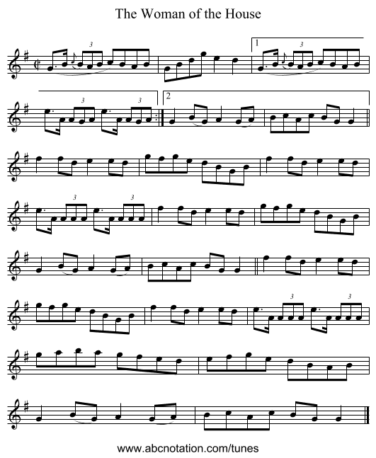 The Woman of the House - staff notation