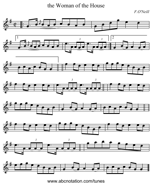 the Woman of the House - staff notation