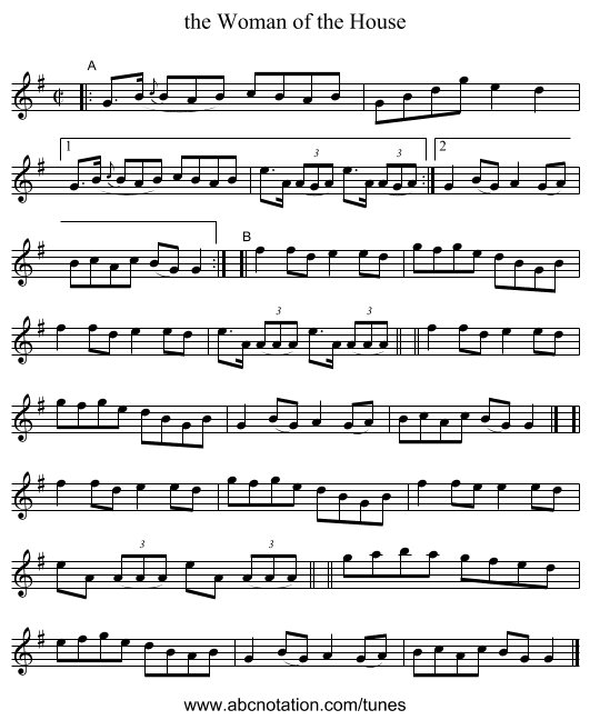 the Woman of the House - staff notation
