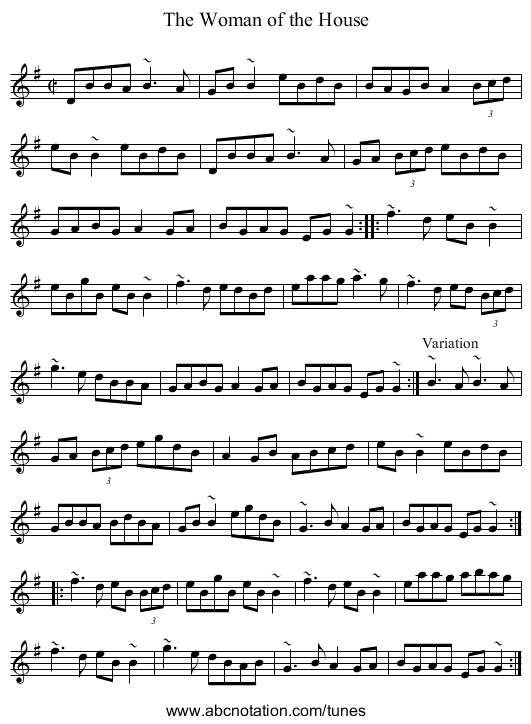 The Woman of the House - staff notation