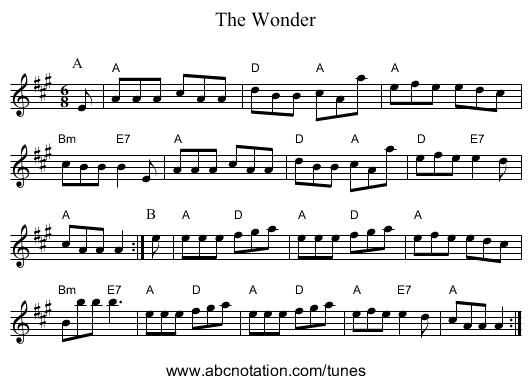 The Wonder - staff notation