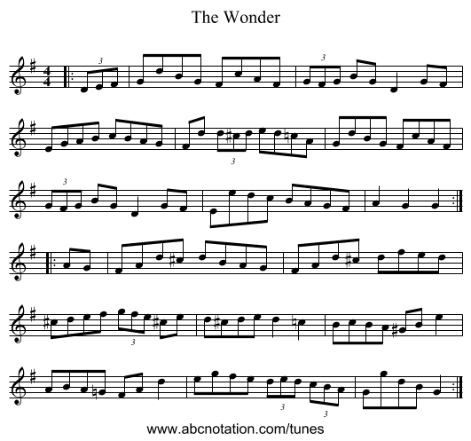 The Wonder - staff notation