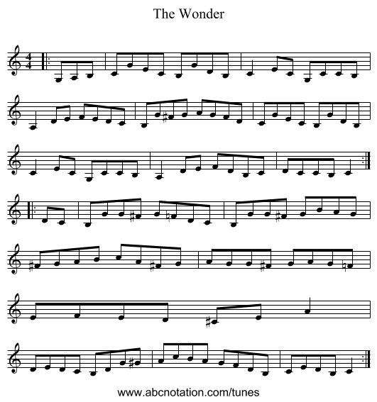 The Wonder - staff notation