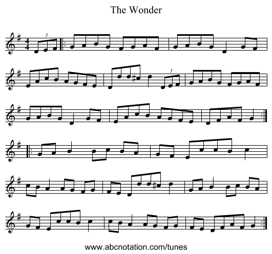 The Wonder - staff notation