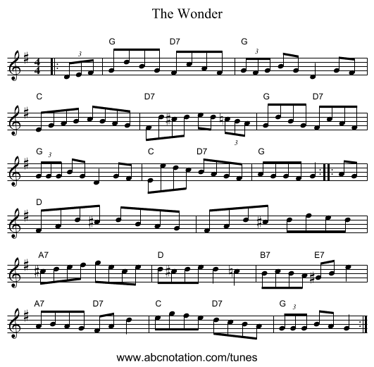 The Wonder - staff notation