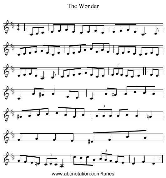 The Wonder - staff notation