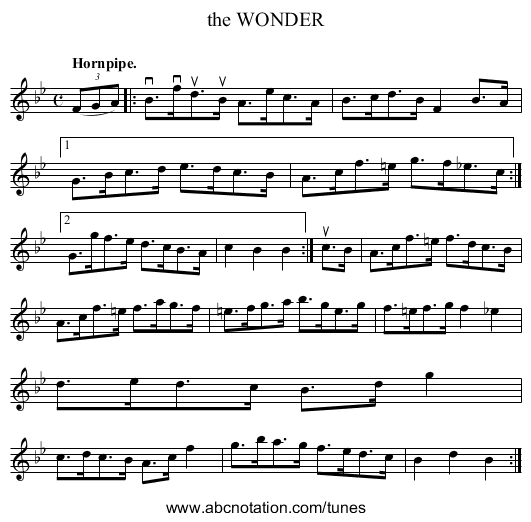 the WONDER - staff notation