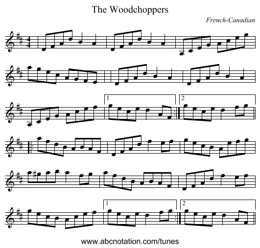 The Woodchoppers - staff notation