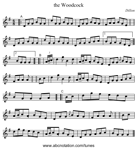 the Woodcock - staff notation