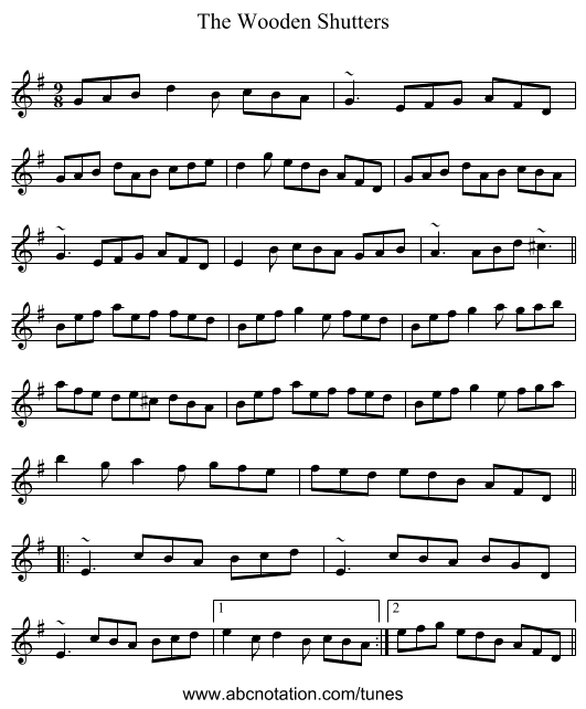 The Wooden Shutters - staff notation