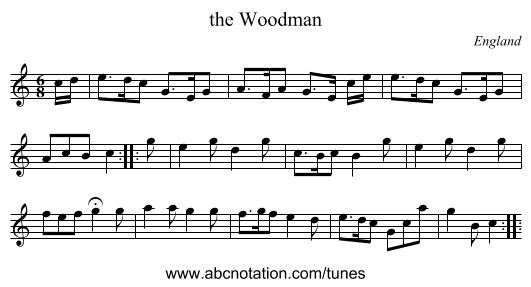 the Woodman - staff notation