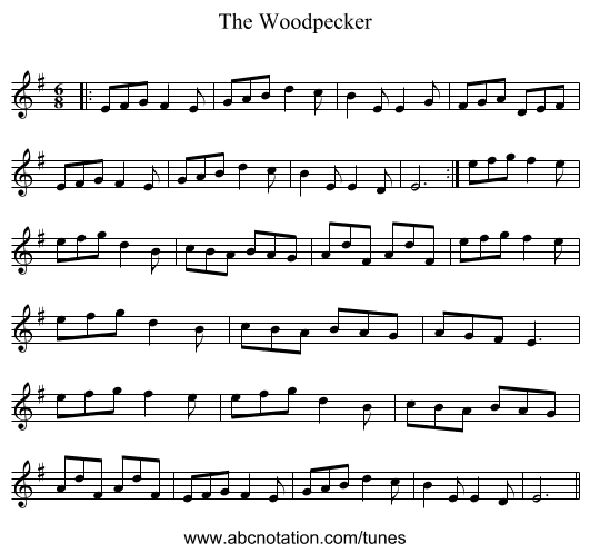 The Woodpecker - staff notation