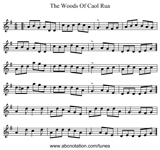 The Woods Of Caol Rua - staff notation