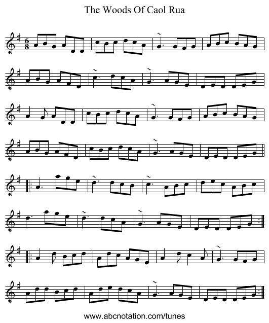 The Woods Of Caol Rua - staff notation
