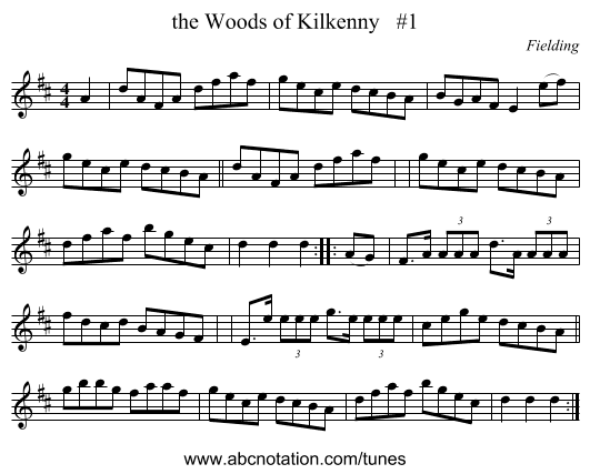 the Woods of Kilkenny   #1 - staff notation
