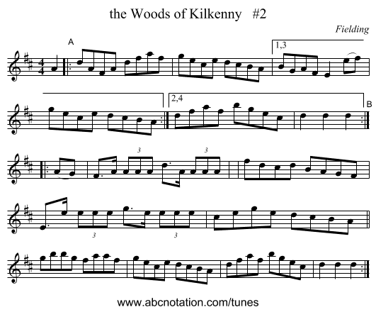 the Woods of Kilkenny   #2 - staff notation