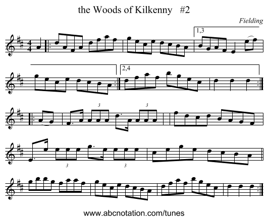 the Woods of Kilkenny   #2 - staff notation
