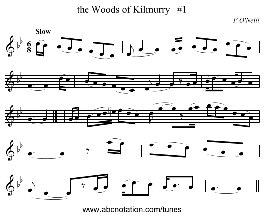 the Woods of Kilmurry   #1 - staff notation
