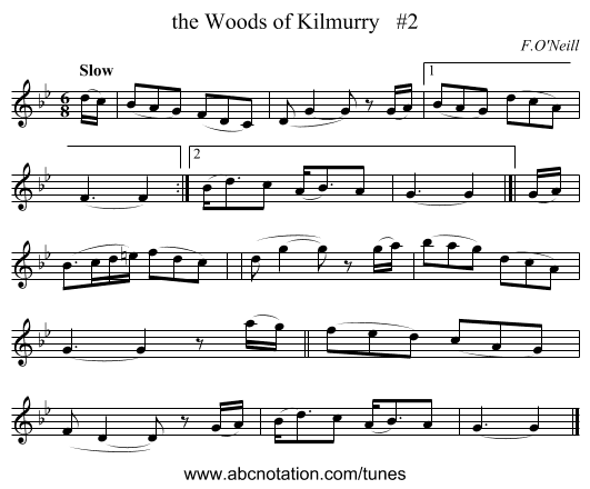 the Woods of Kilmurry   #2 - staff notation