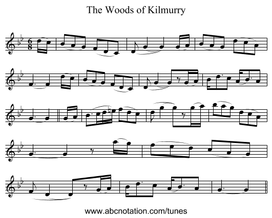 The Woods of Kilmurry - staff notation