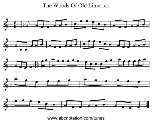 The Woods Of Old Limerick - staff notation