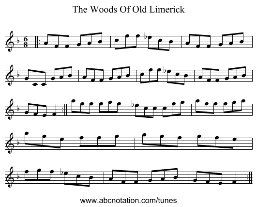 The Woods Of Old Limerick - staff notation