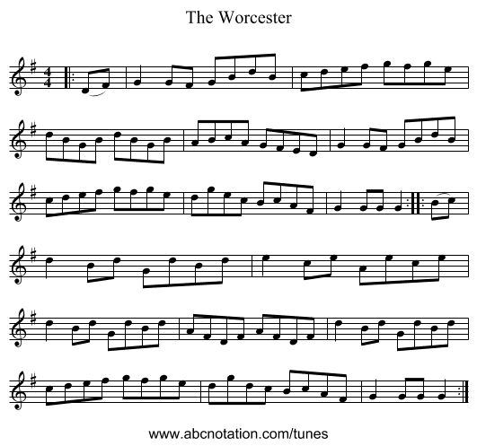 The Worcester - staff notation