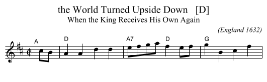 the World Turned Upside Down   [D] - staff notation