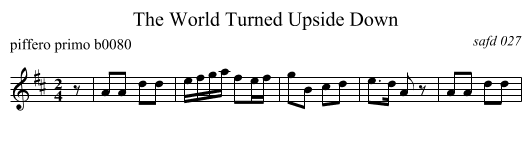 The World Turned Upside Down - staff notation