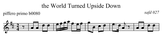 the World Turned Upside Down - staff notation