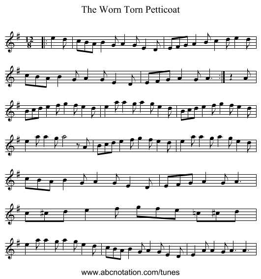 The Worn Torn Petticoat - staff notation