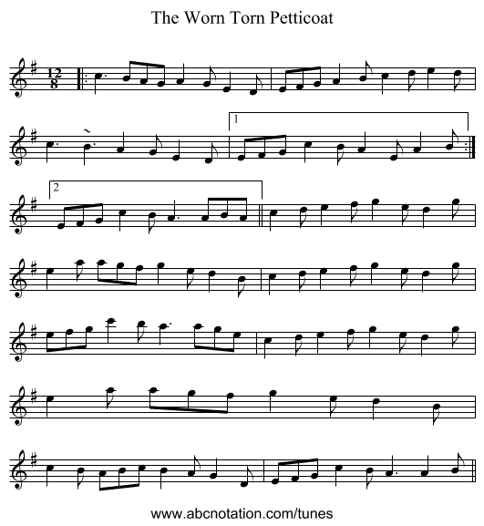 The Worn Torn Petticoat - staff notation