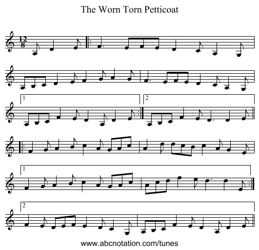 The Worn Torn Petticoat - staff notation