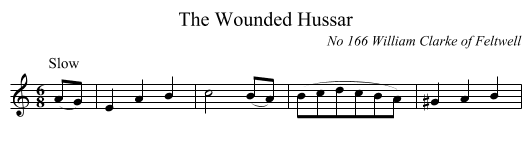The Wounded Hussar - staff notation