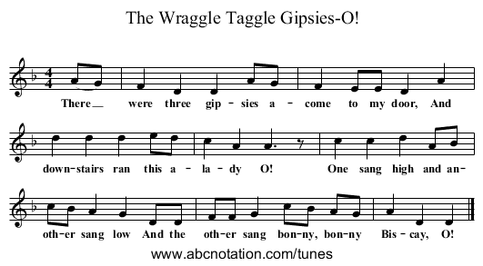 The Wraggle Taggle Gipsies-O! - staff notation