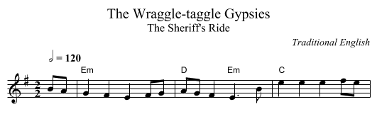 The Wraggle-taggle Gypsies - staff notation