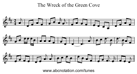 The Wreck of the Green Cove - staff notation